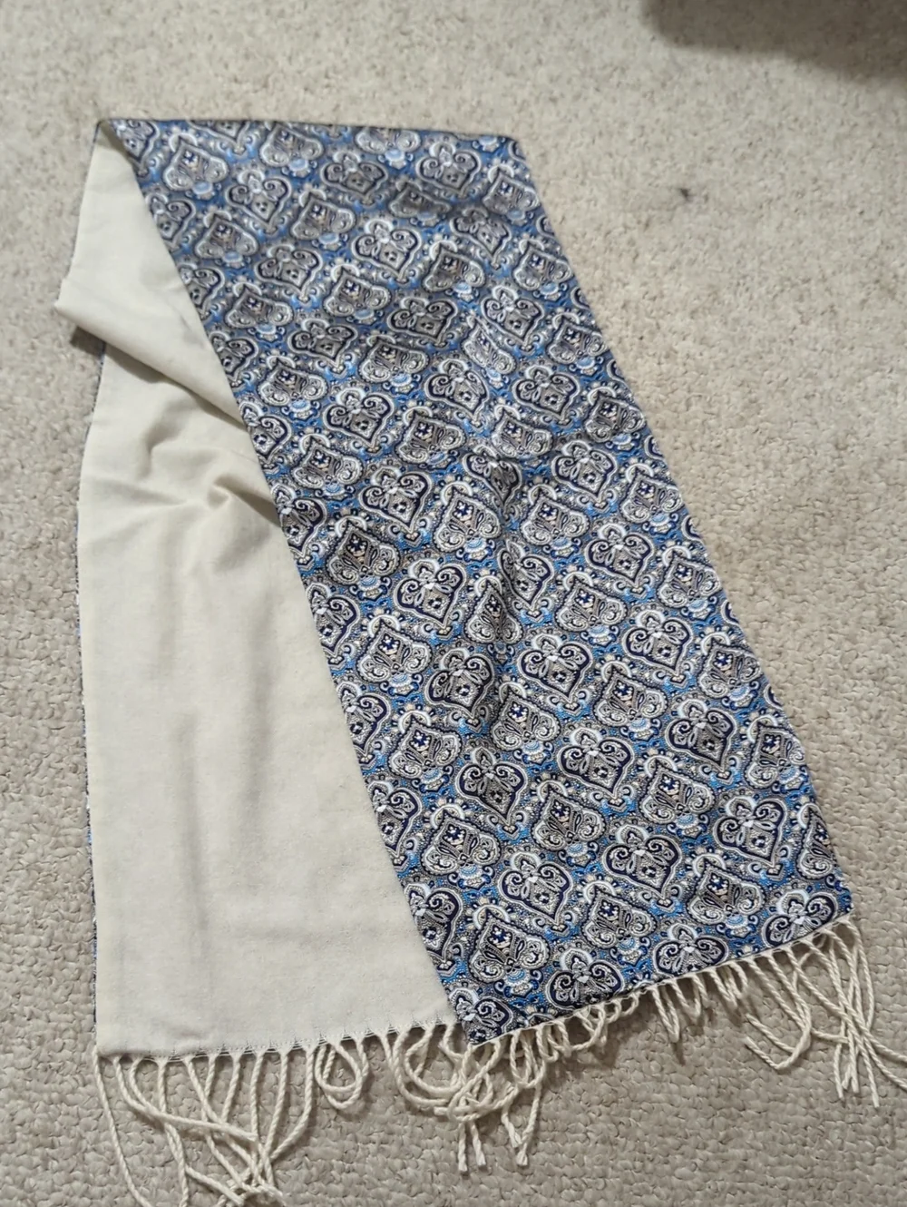 Ing Blue Label on Cream Fabric Scarf
